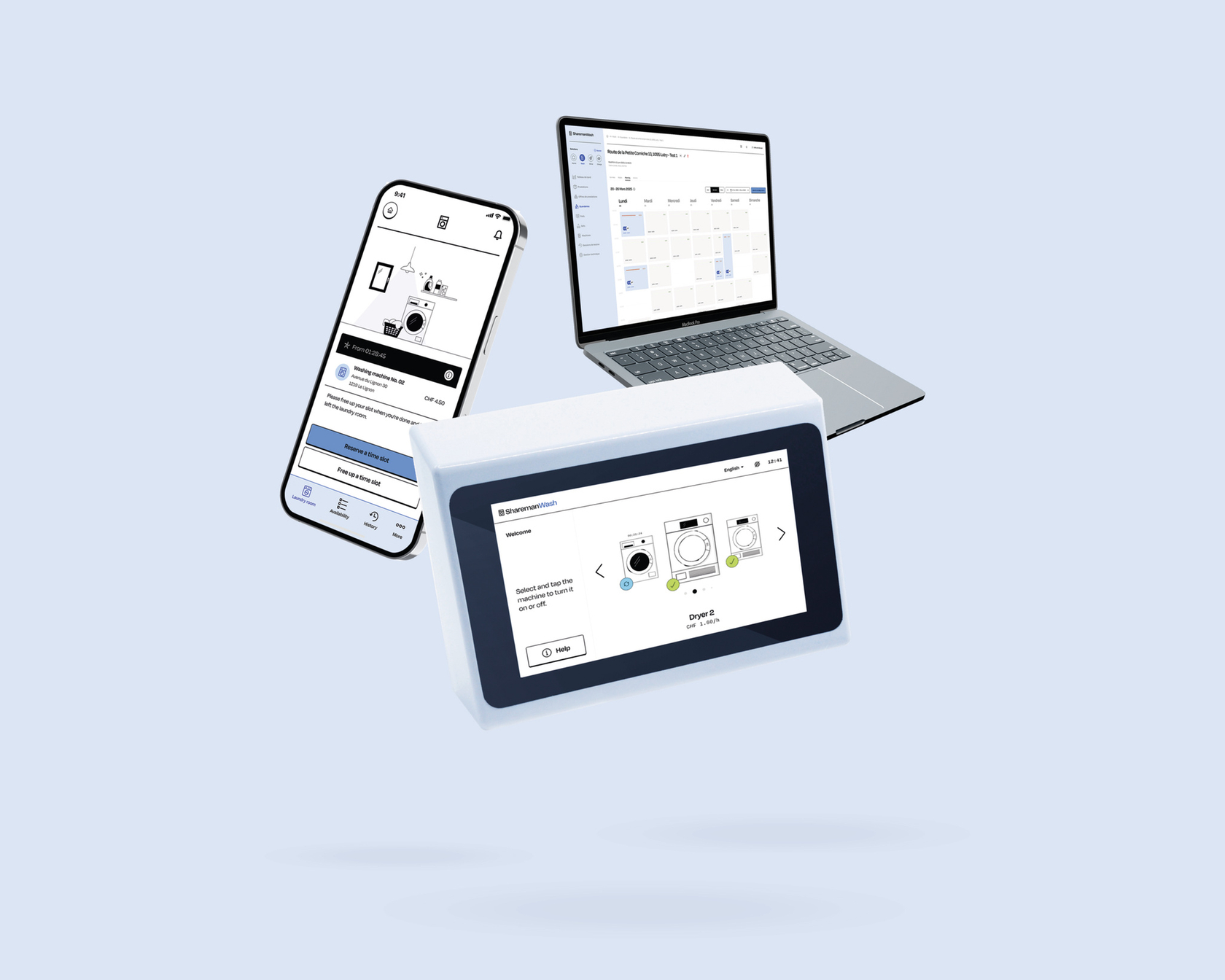 Digital products on smartphones, laptops and tablets for modern applications.