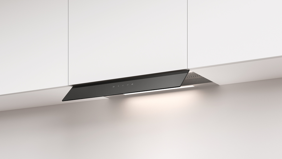 Minimalist extractor fan in a modern kitchen