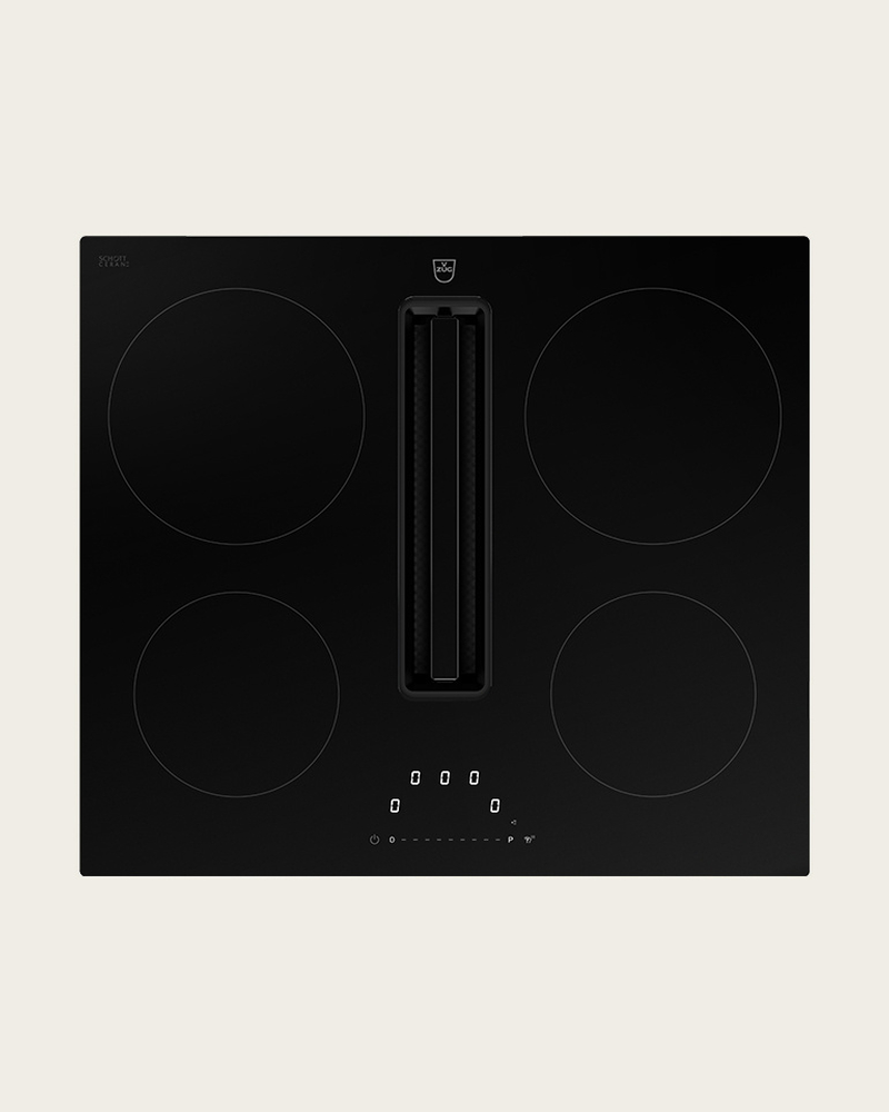 Piano cottura nero con aspiratore integrato per la cucina