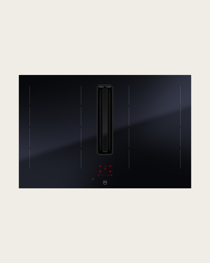 Table de cuisson noire avec hotte aspirante intégrée pour la cuisine