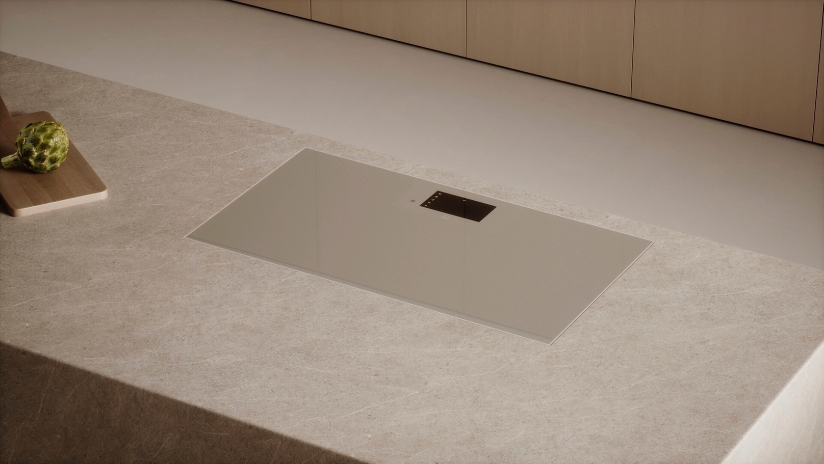 Modernes Kochfeld in einer stilvollen Küche mit minimalistischer Arbeitsplatte