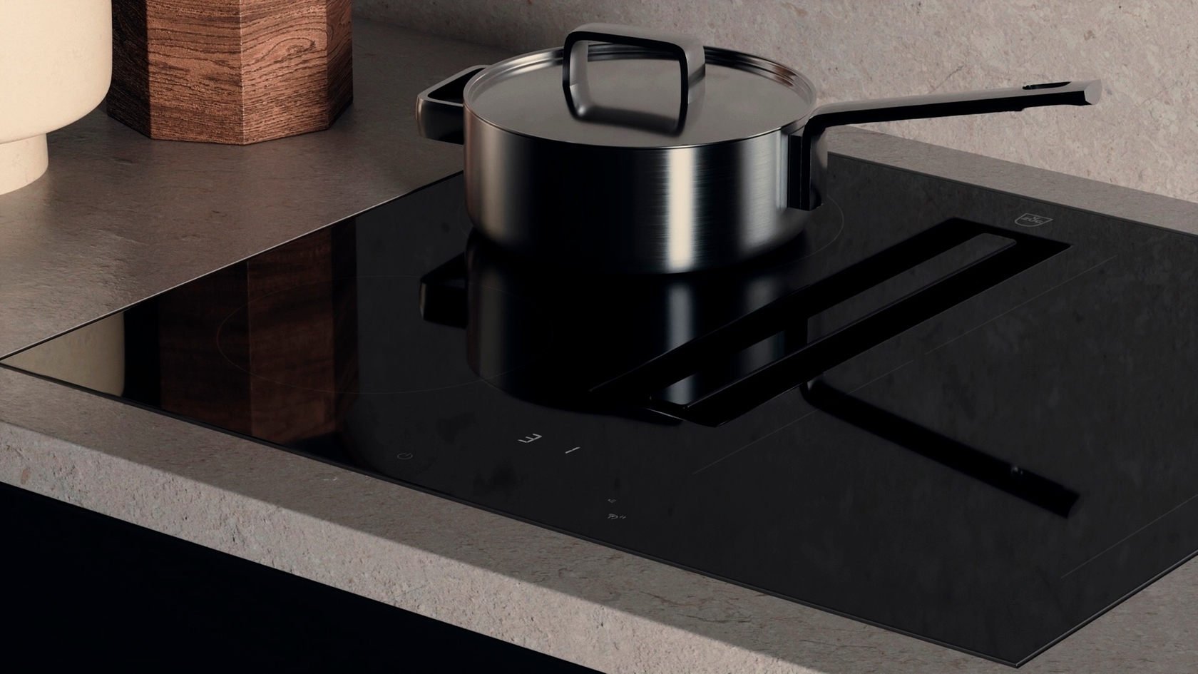 Table de cuisson à induction avec casserole pour une cuisine moderne et efficace