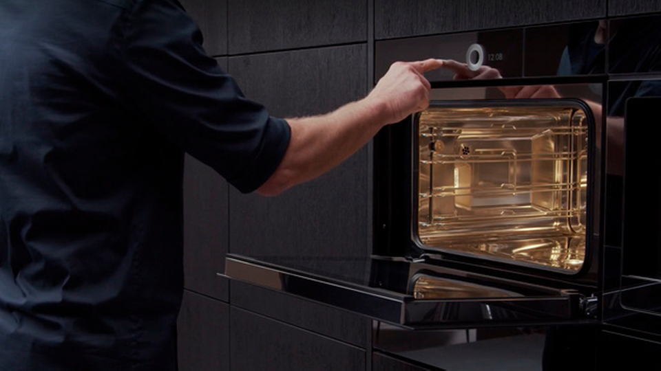Modern oven in an elegant kitchen with open door