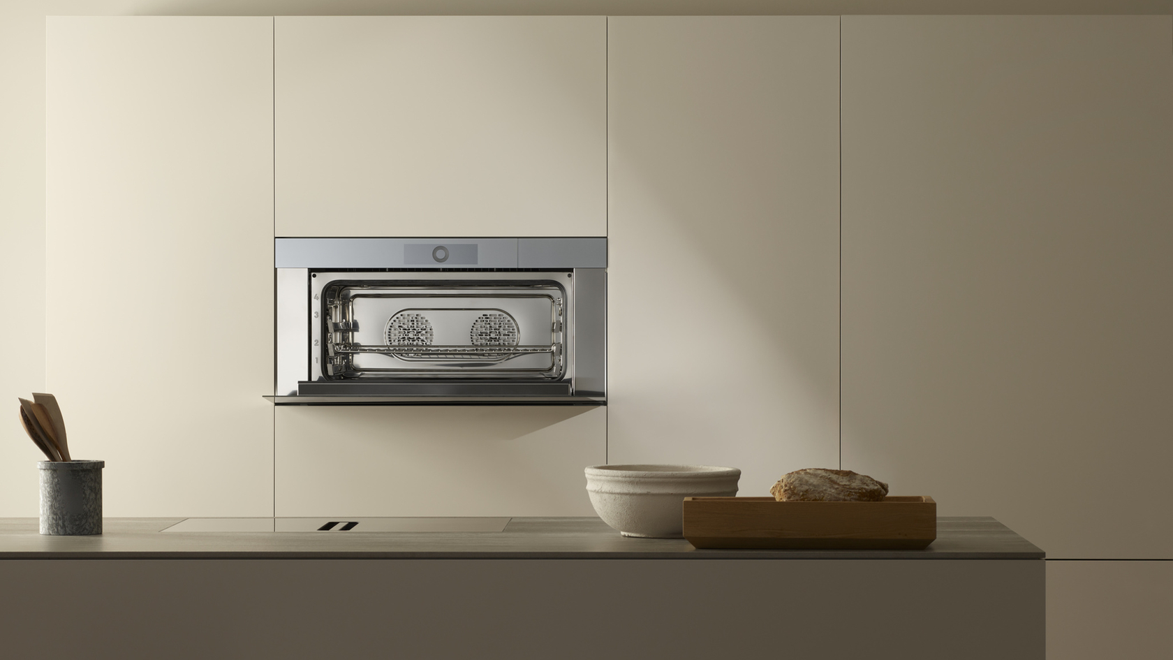 Modern steamer in a minimalist kitchen with an elegant design.
